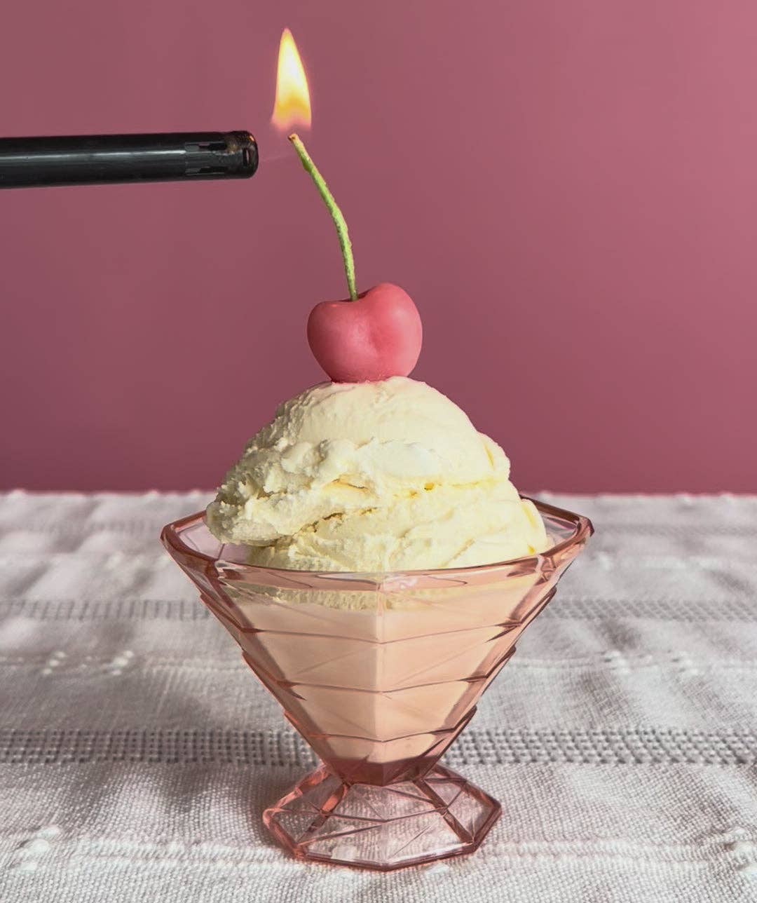 Pink Cherry Birthday Beeswax Candles - 10