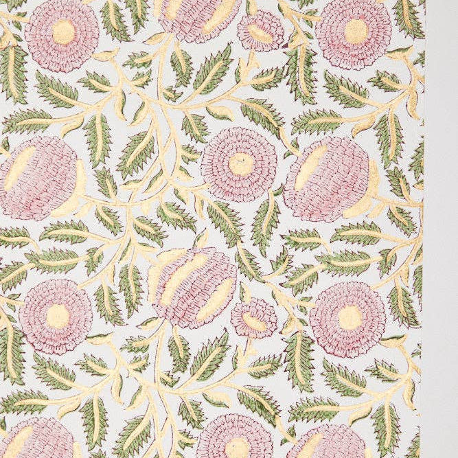 Block Printed Wrapping Paper - Marigold Blush