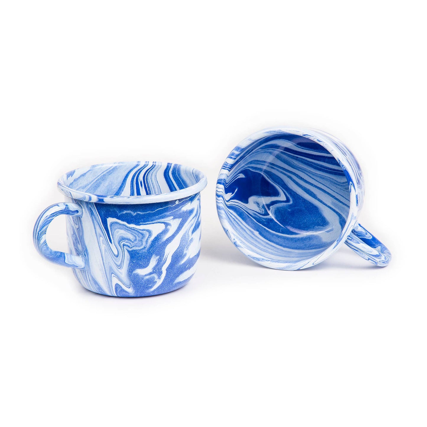 Hand Marbled 16 Piece Enamelware Dining Set - Blue
