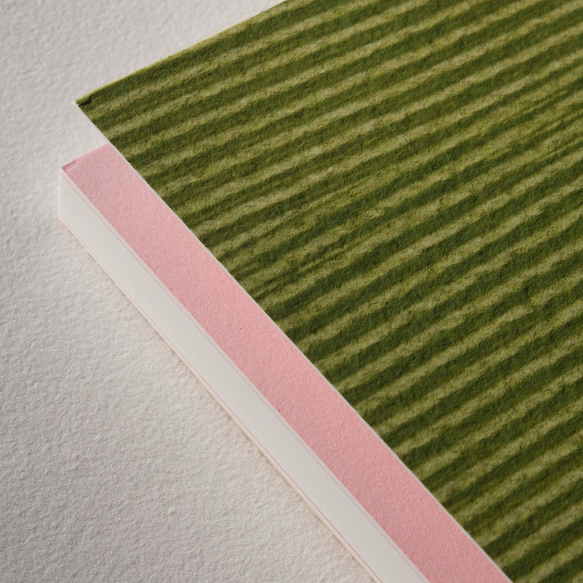 Hand Decorated Notebook - Grass Stripe - Large