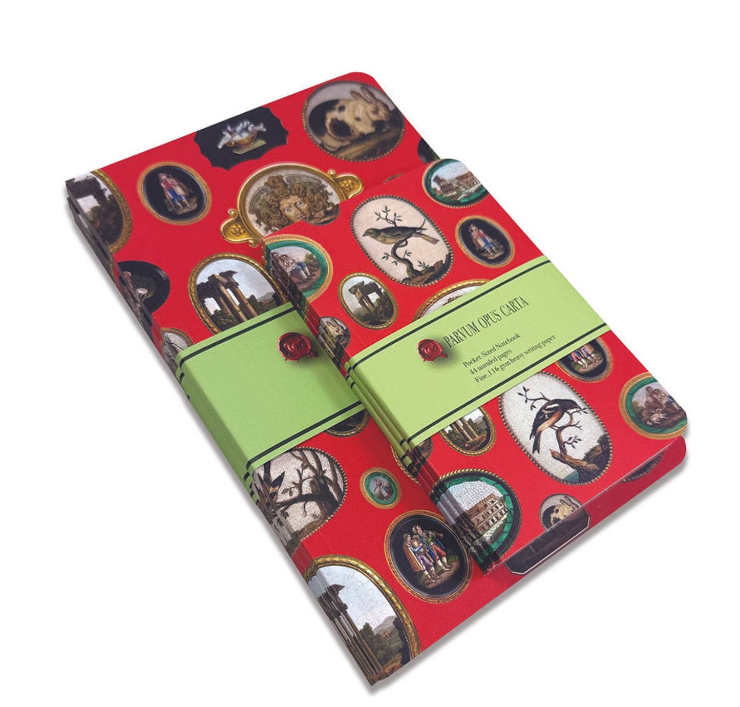 Micromosaics on Red Digest-Sized Notebook