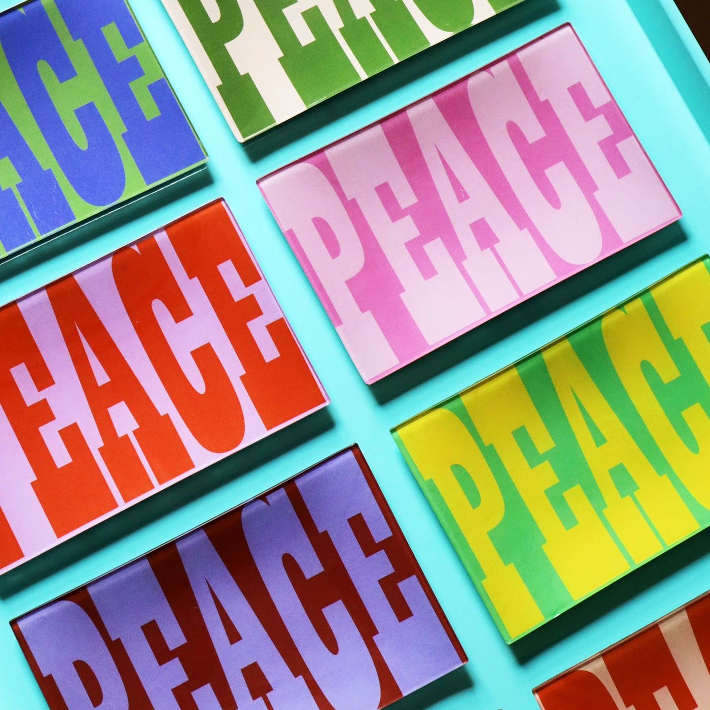 5" x 8" Peace Decoupage Tray - Red Oxide & Lilac