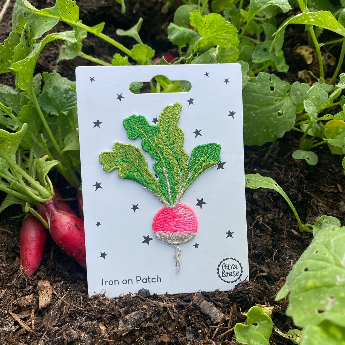 Embroidered Radish Iron-on Patch