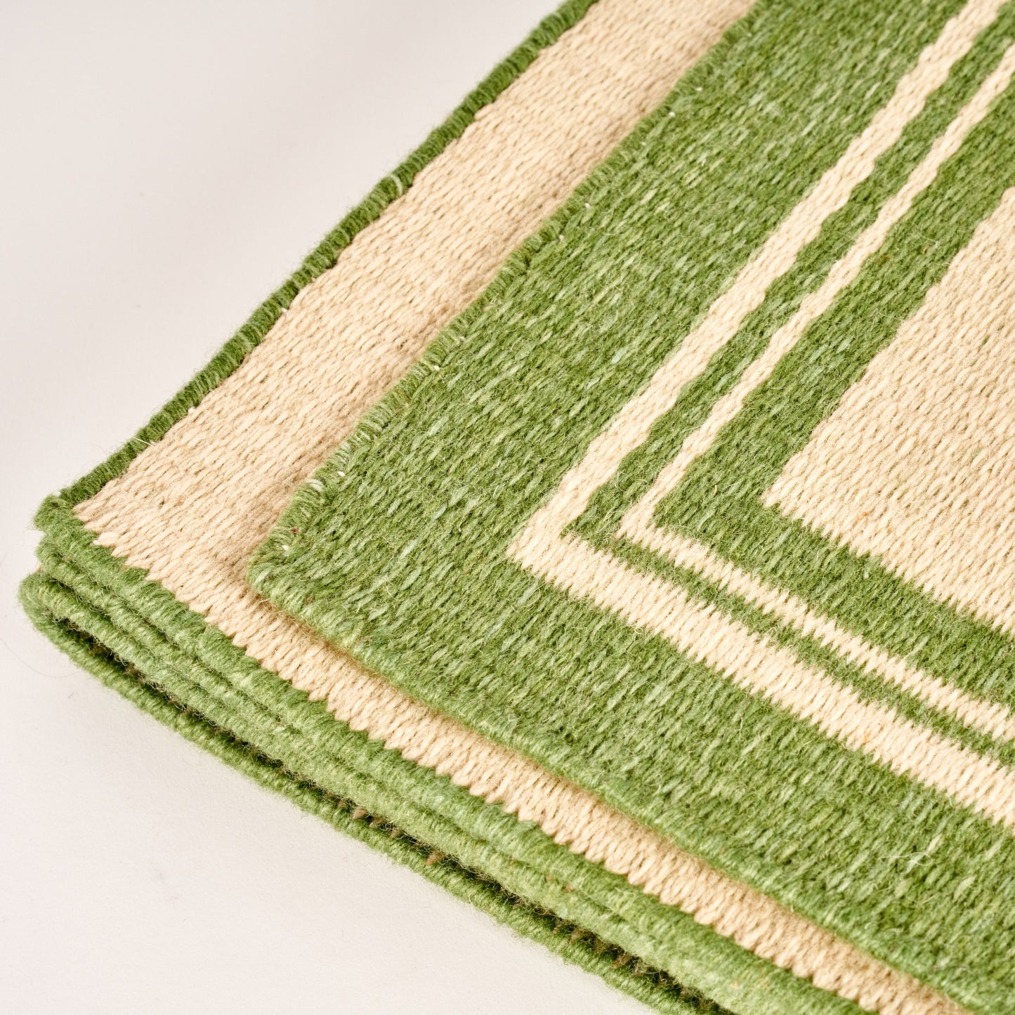 Natural & Green Borders Reversible Rug