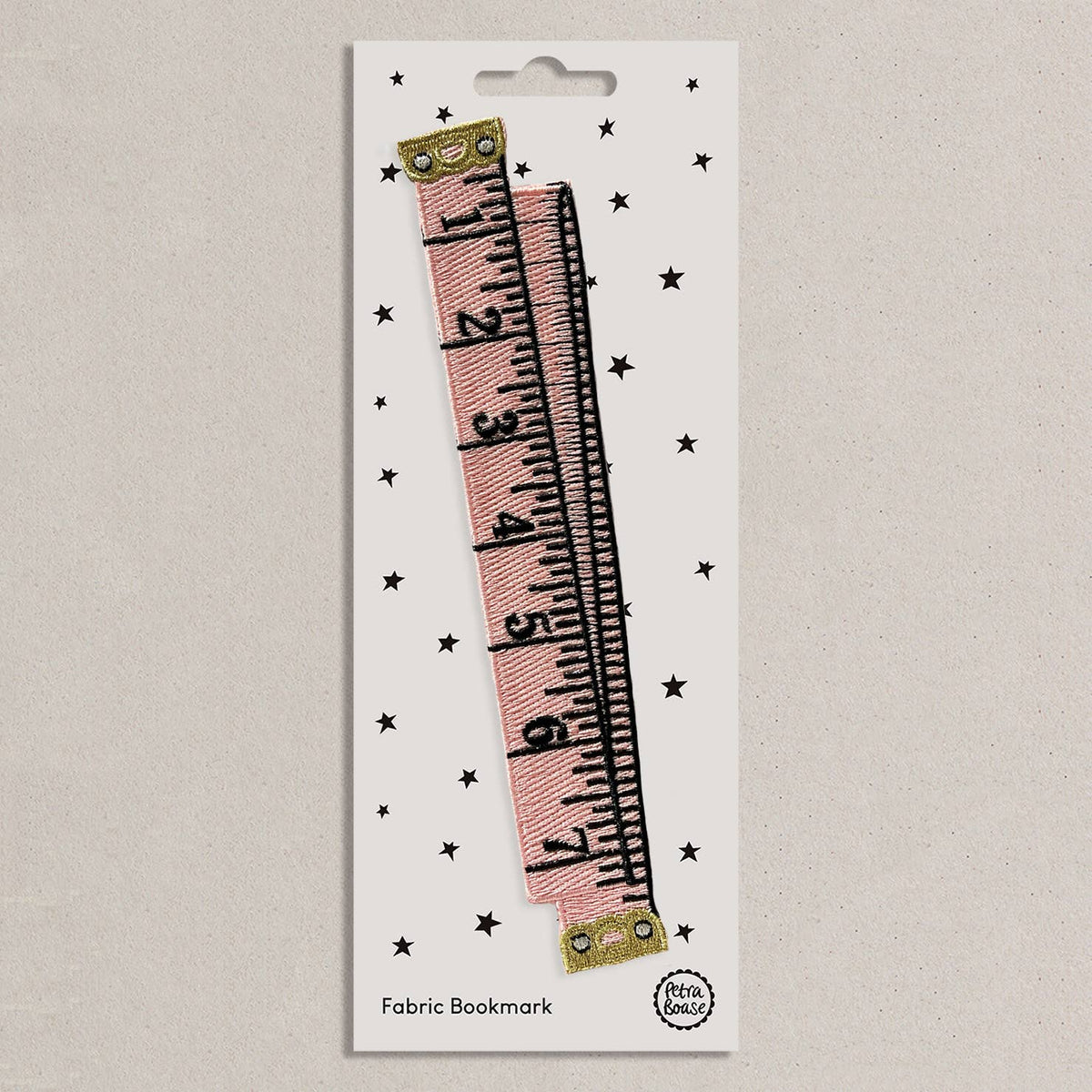 Embroidered Fabric Bookmark - Pink Tape Measure