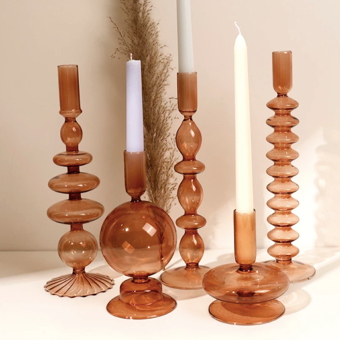 Amber Glass Candlestick