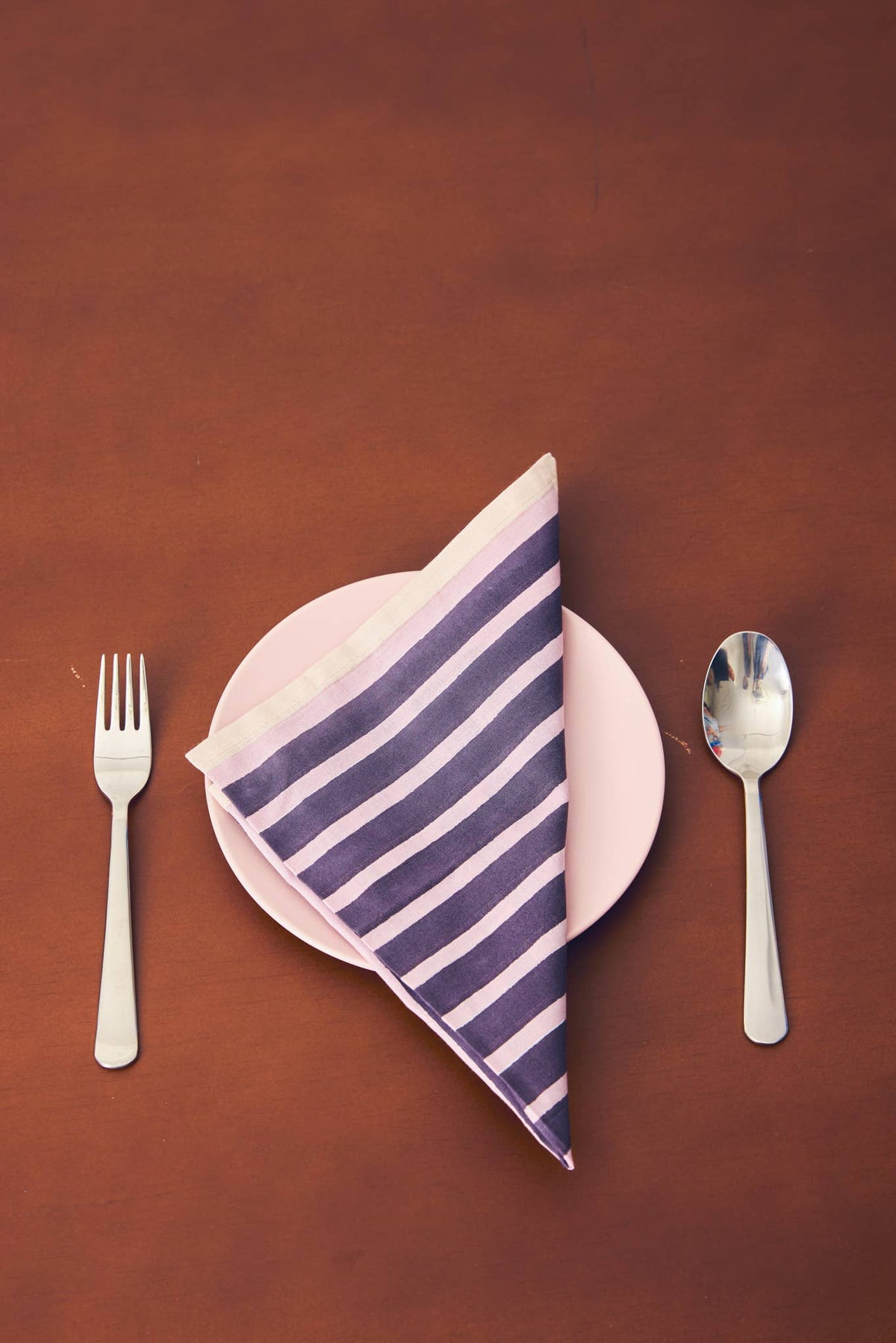 Block Stripe Napkins - Aubergine/Mauve