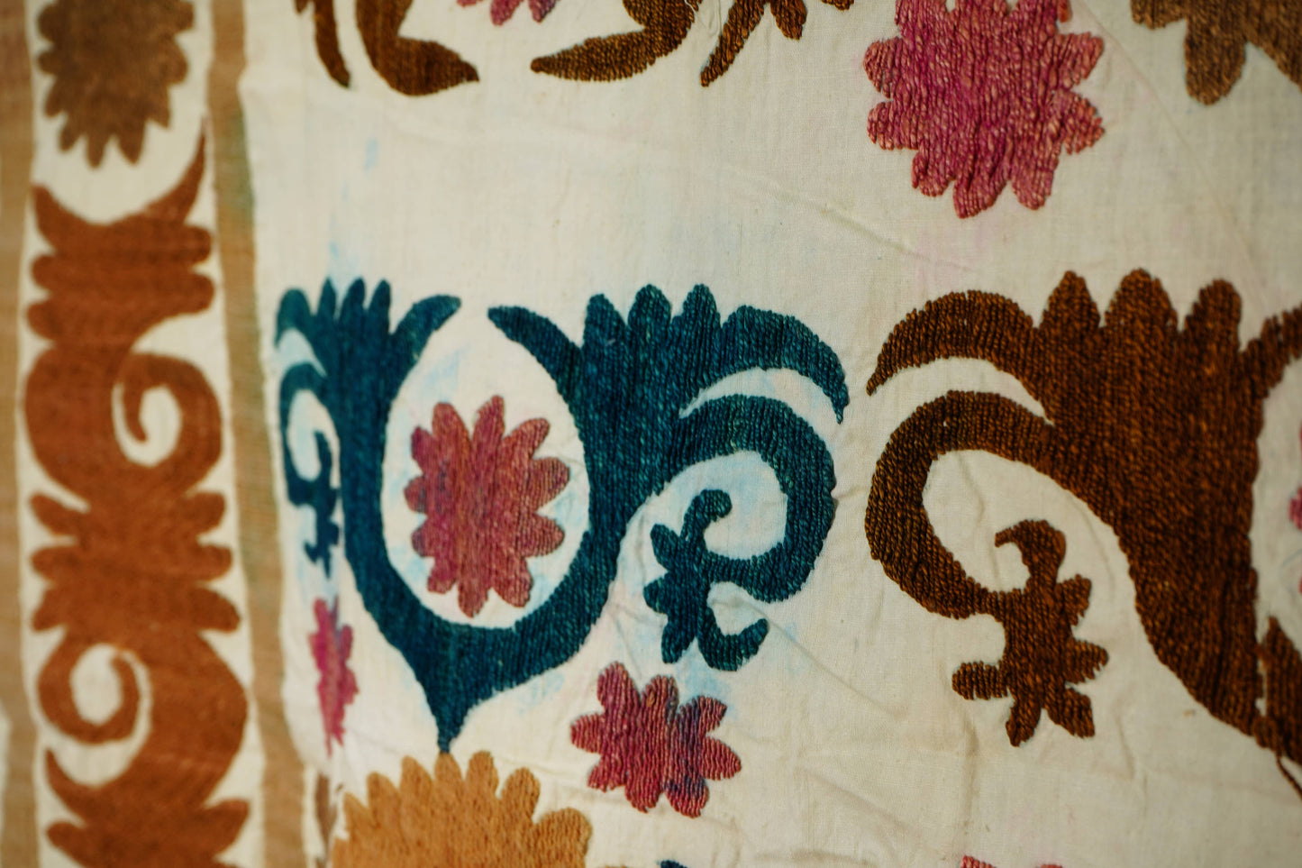 Handmade Vintage Suzani Throw -  112cm x 126cm