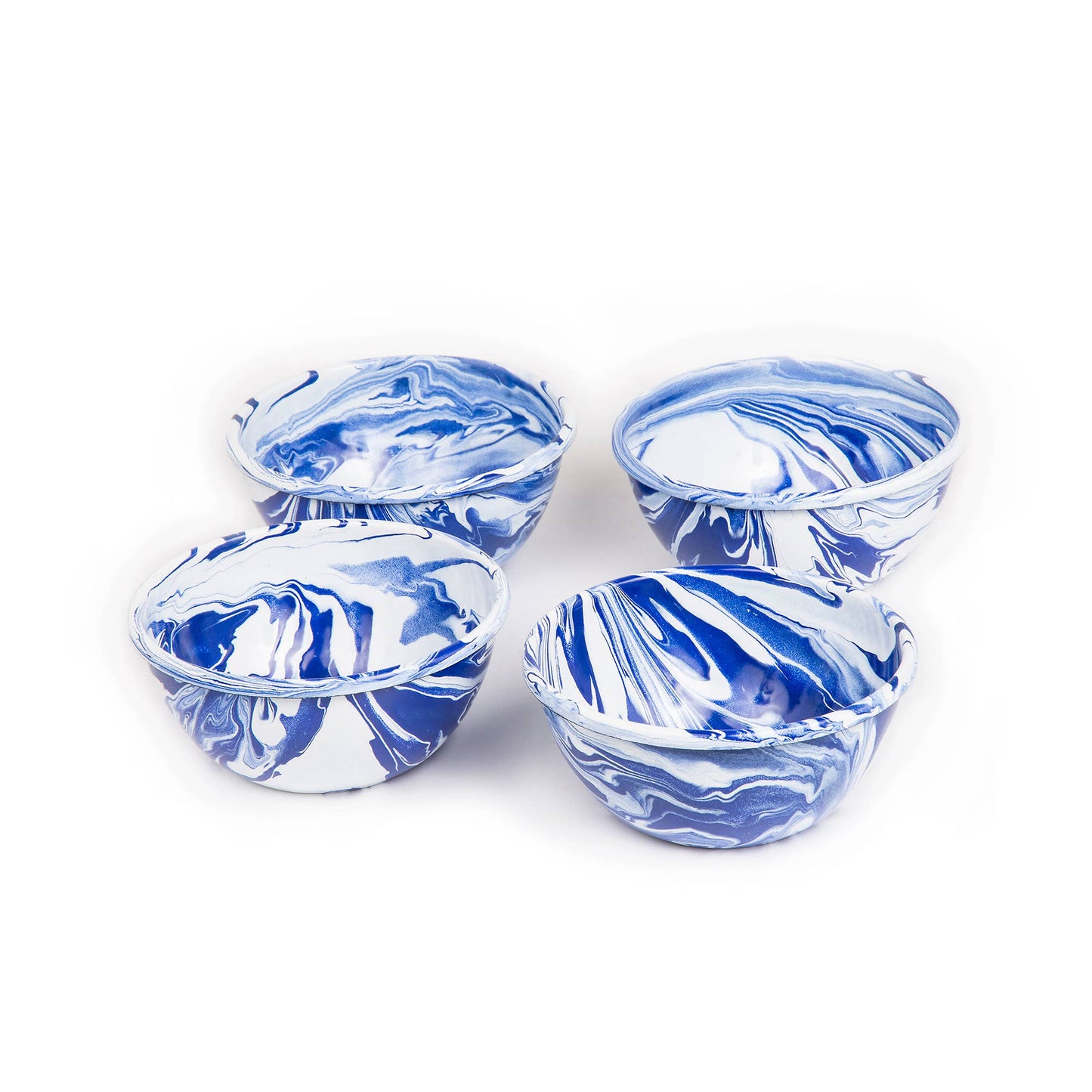Hand Marbled 16 Piece Enamelware Dining Set - Blue