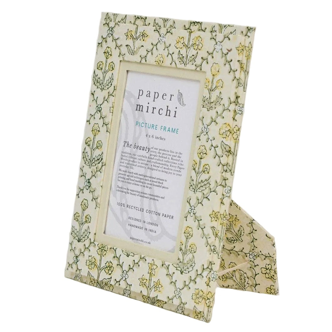 Block Printed Picture Frame - Floral Lattice