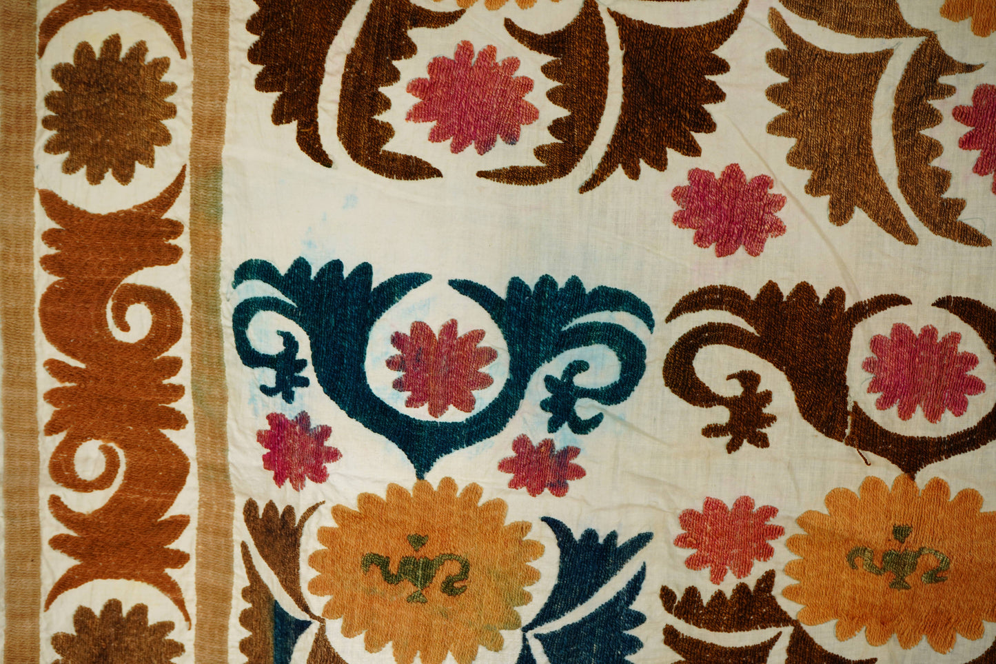 Handmade Vintage Suzani Throw -  112cm x 126cm