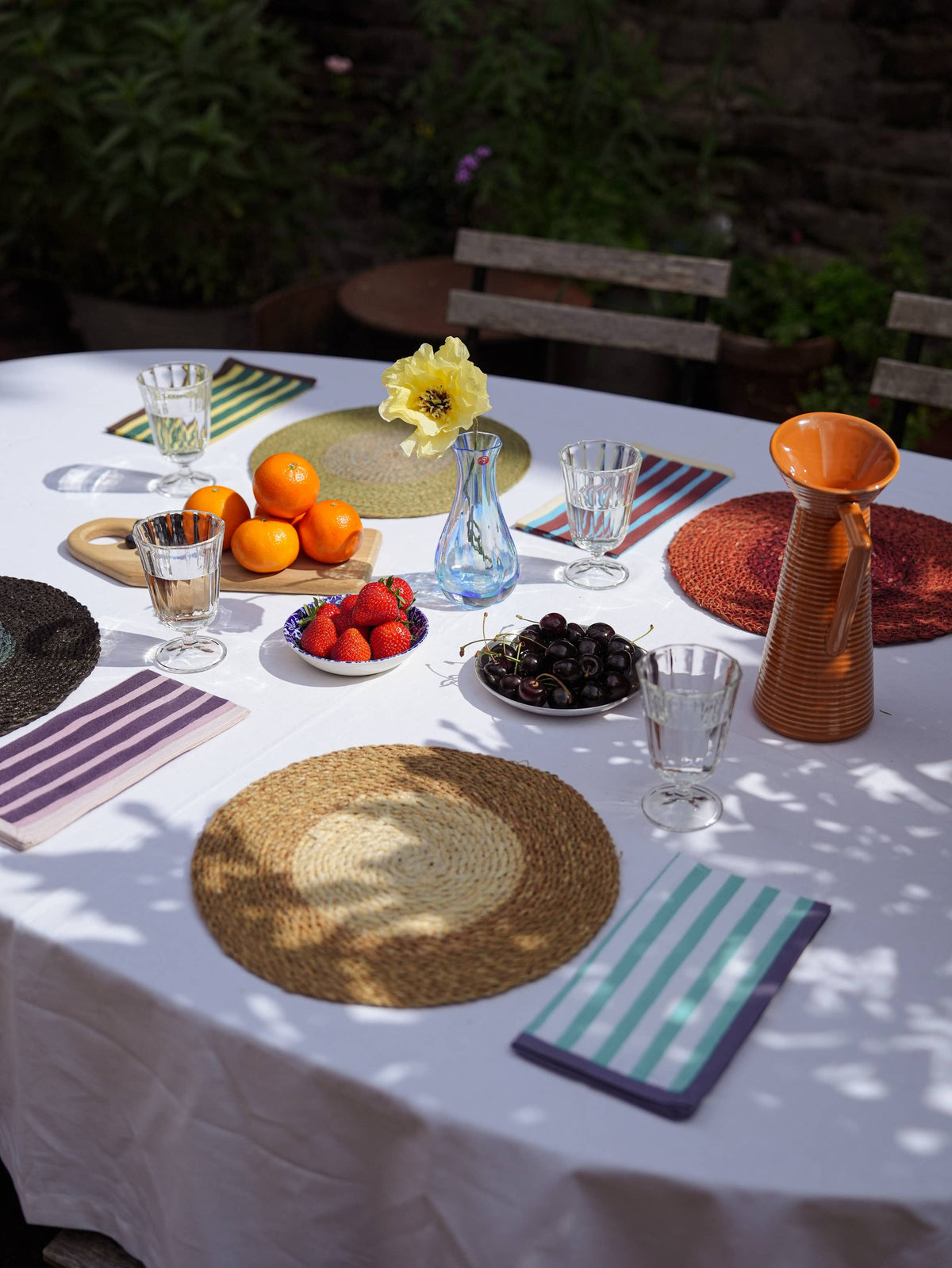 Block Stripe Napkins - Aubergine/Mauve