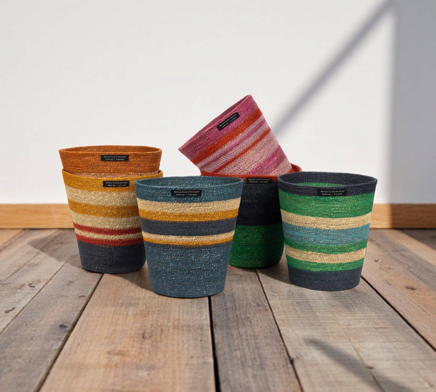 Seagrass Waste Paper Basket - Tuscan & Guardsman Red