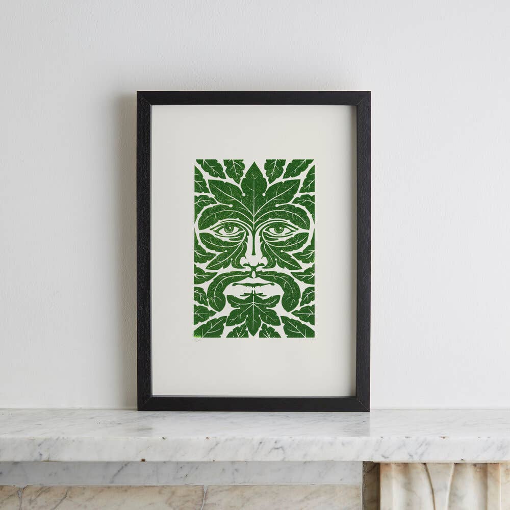GREEN MAN Linocut Print