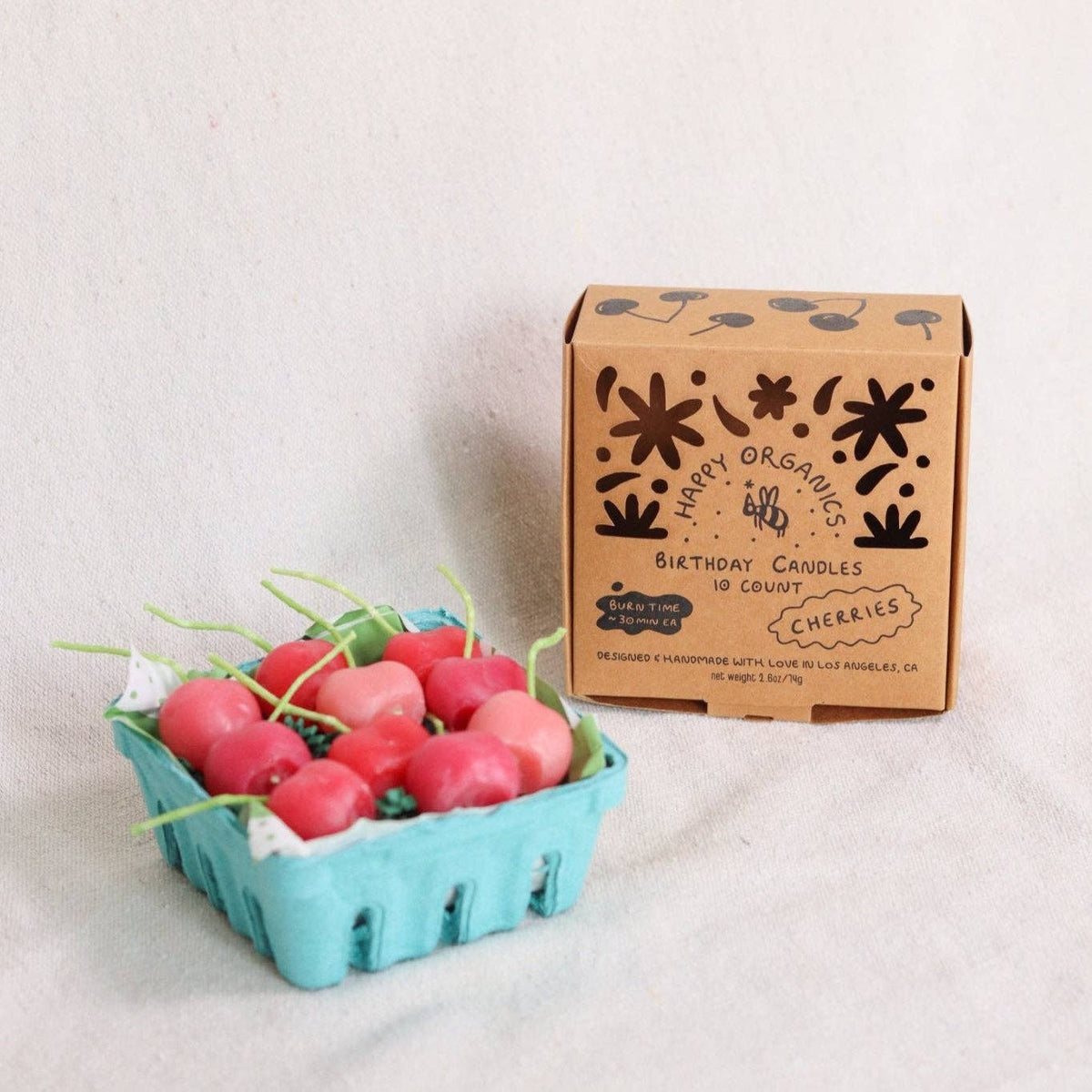 Pink Cherry Birthday Beeswax Candles - 10