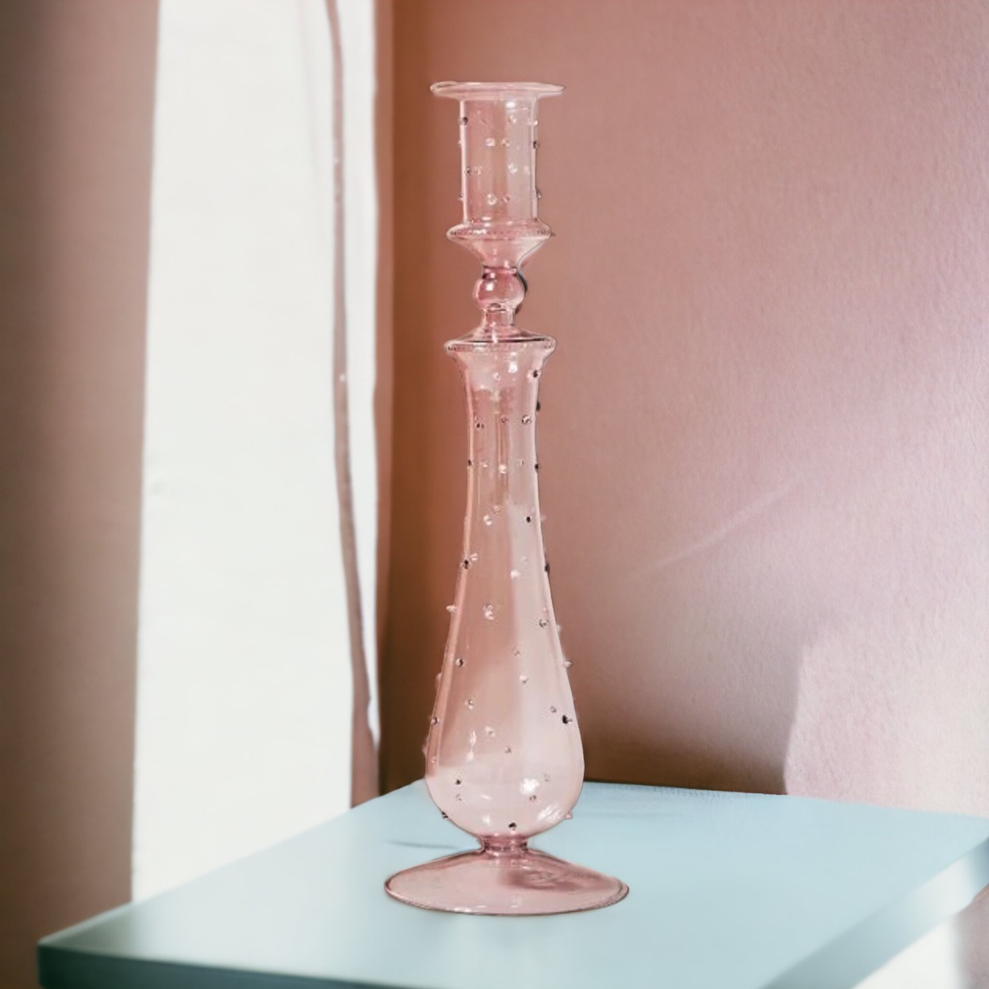 Glass Candlestick: Blue