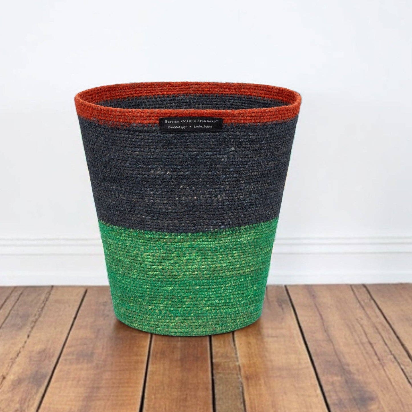 Seagrass Waste Paper Basket - Midnight and Beryl Green