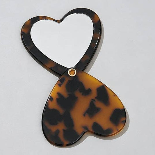 Heart Shaped Acetate Mirror - Tortoiseshell