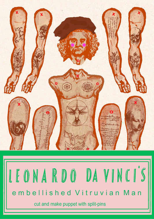 Cut & Make Paper Puppet - Leonardo da Vinci's "embellished" Vitruvian Man