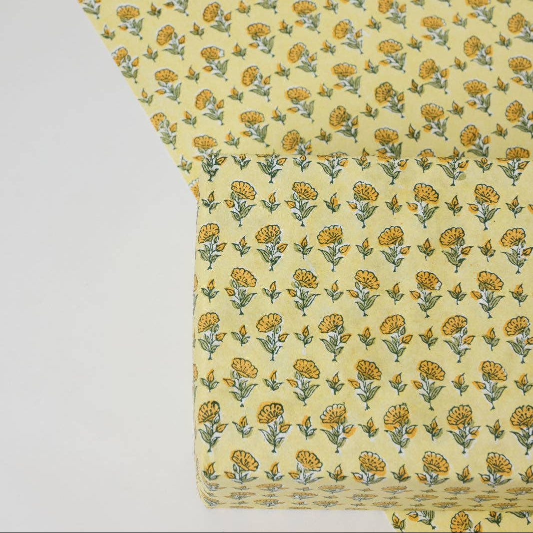 Block Printed Wrapping Paper - Ditsy Floral Sunshine