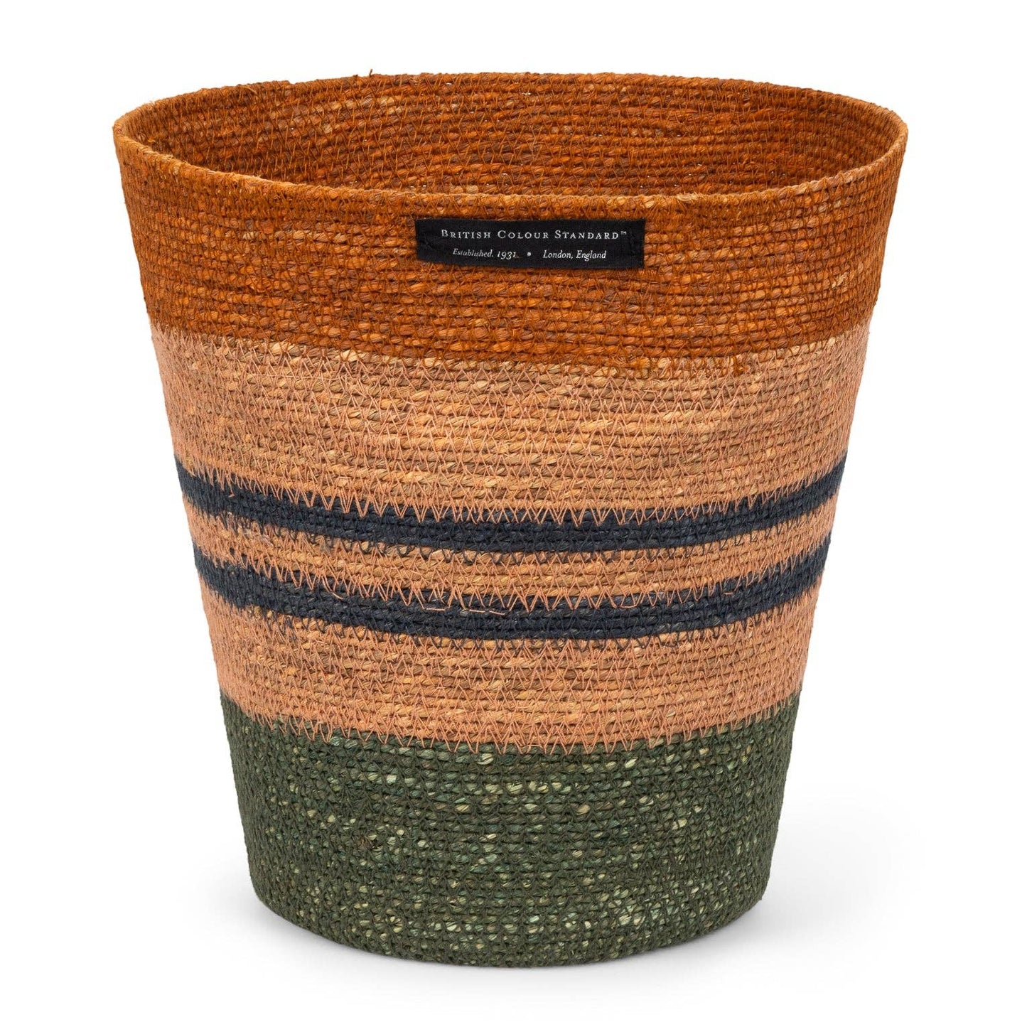 Seagrass Waste Paper Basket -  Olive & Old Rose