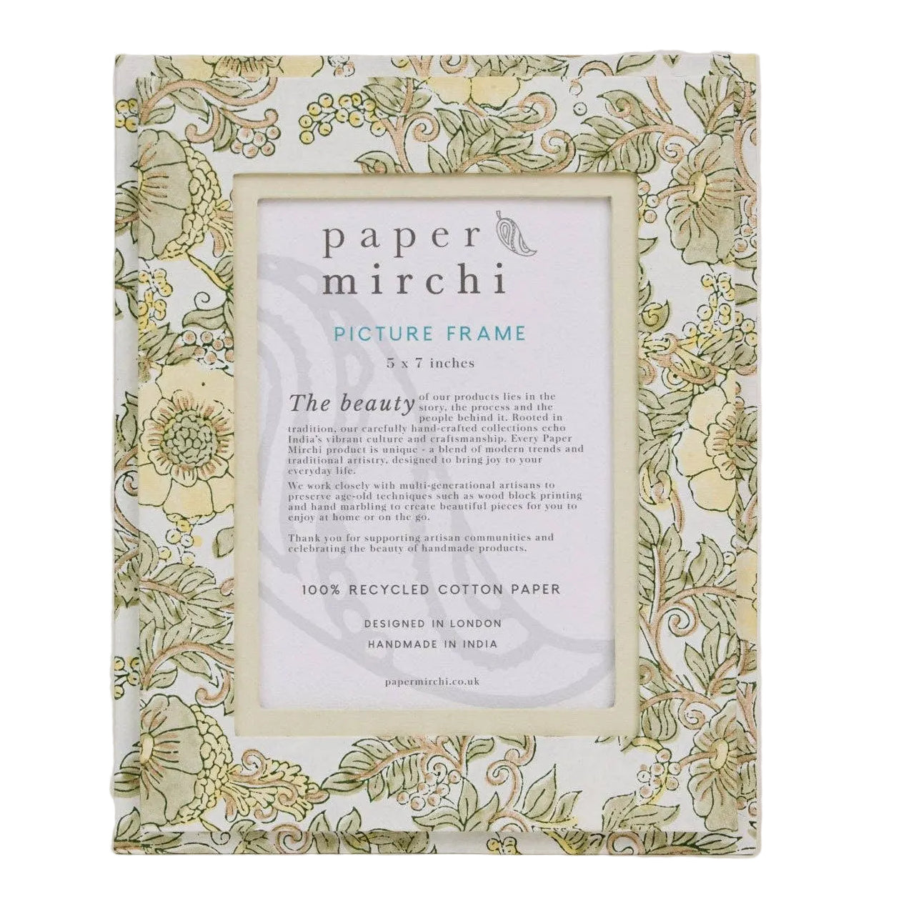 Block Printed Picture Frame - Wild Rose