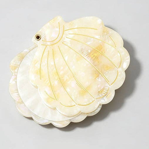 Seashell Acetate Compact Mirror - Cream