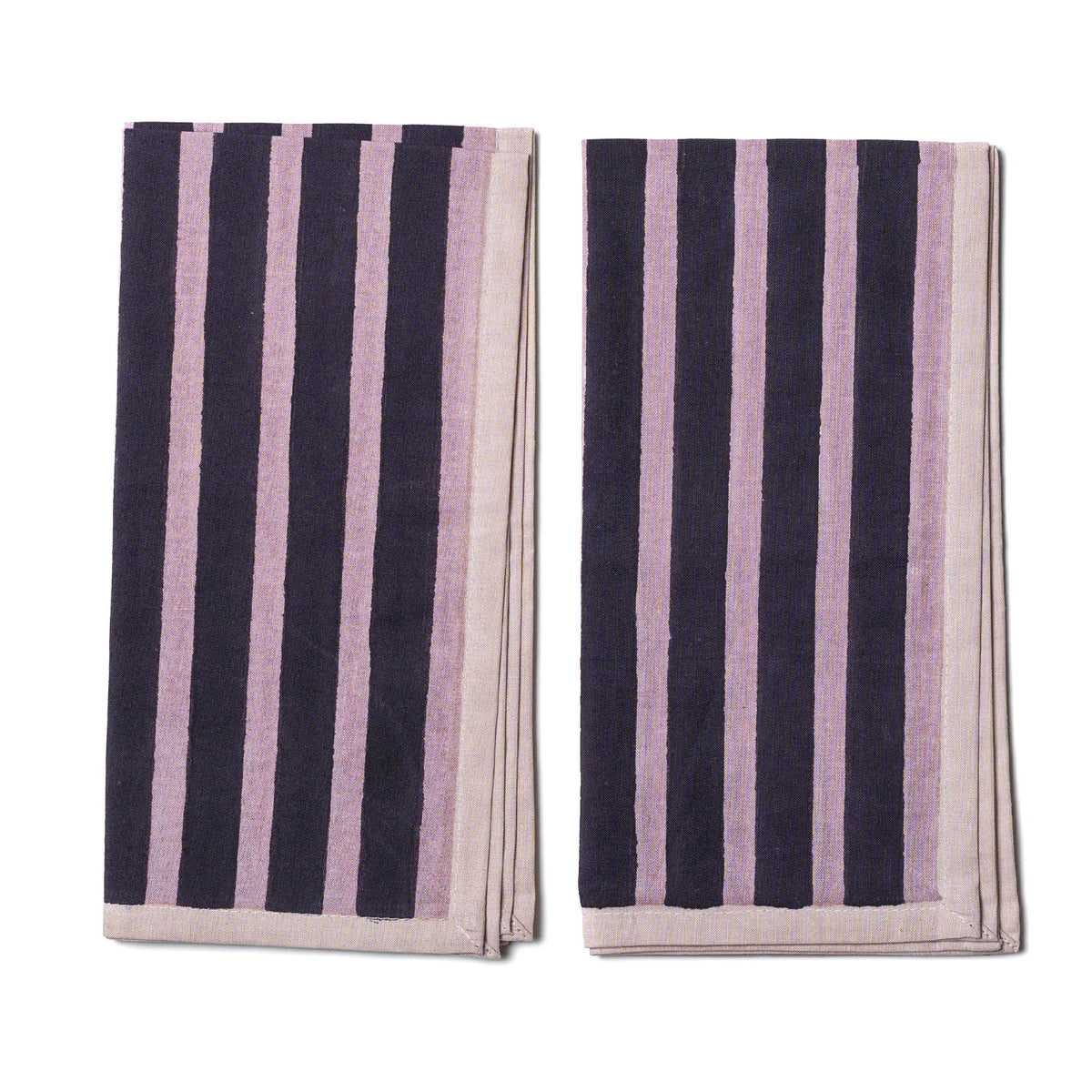 Block Stripe Napkins - Aubergine/Mauve