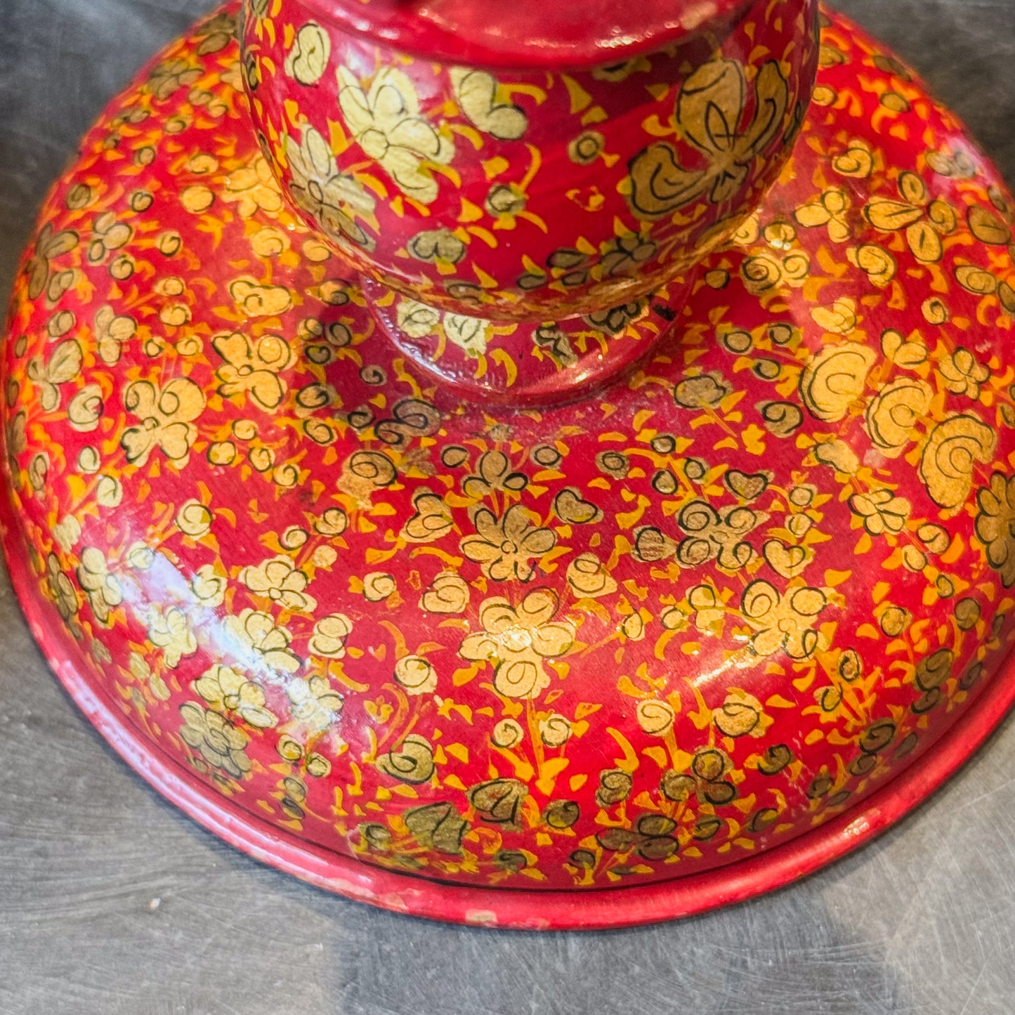 A Pair of Early 20th Century Kashmiri Red Twist Candlesticks