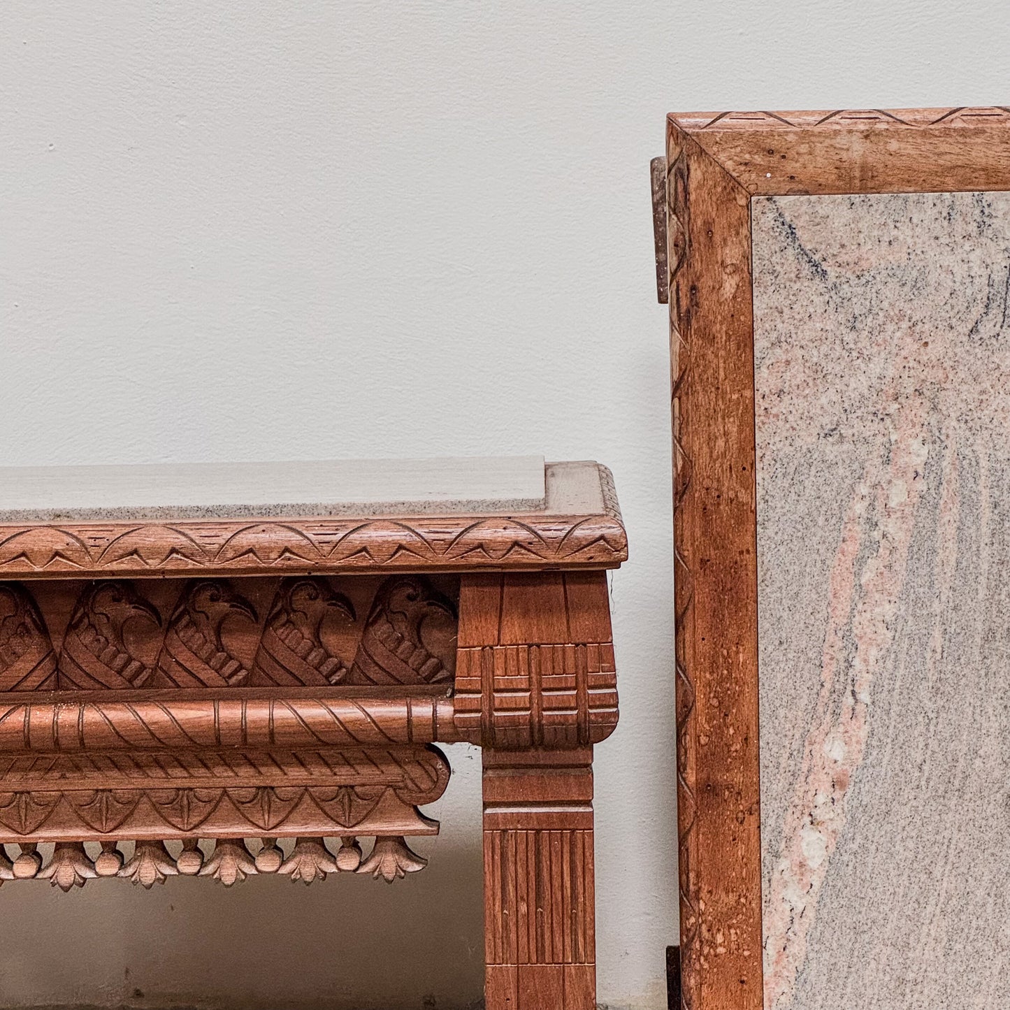 A Pair of Mid 20th Century Indian Granite Top Side Tables