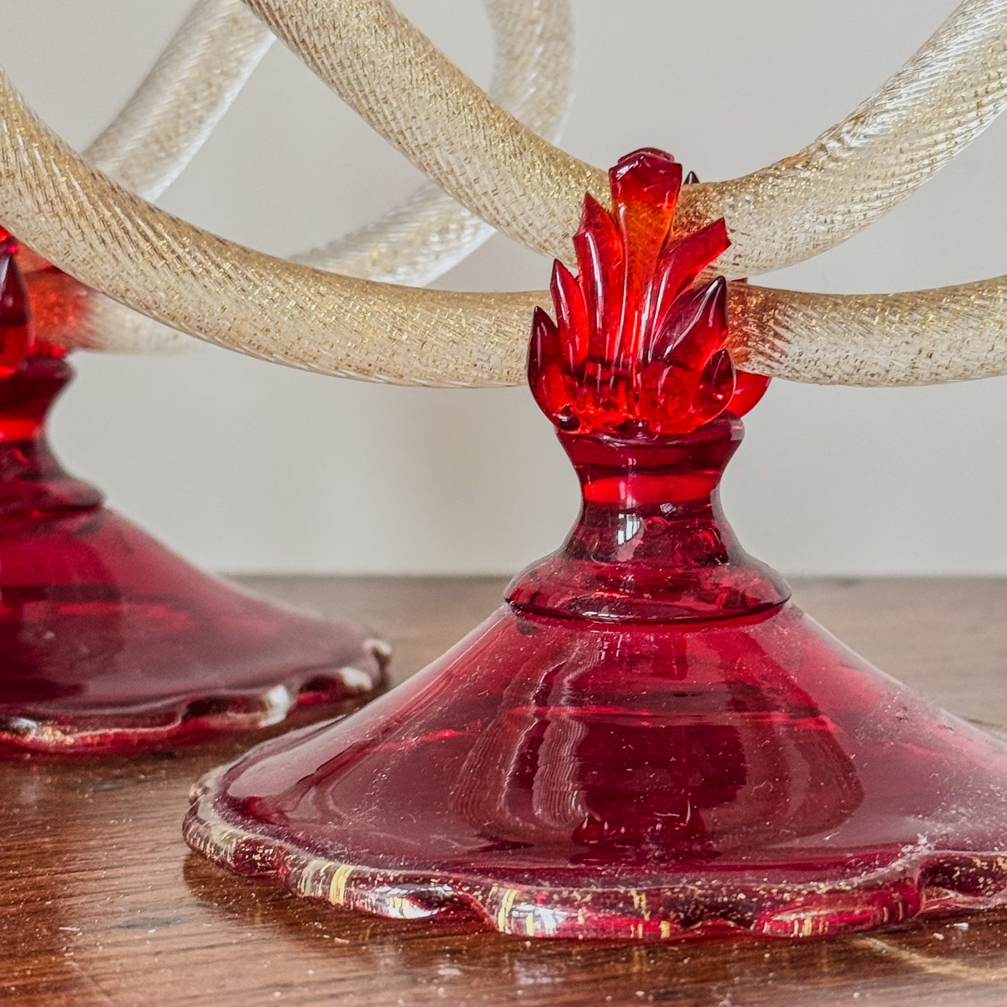 A Pair of Early 20th Century Murano Glass Candlesticks