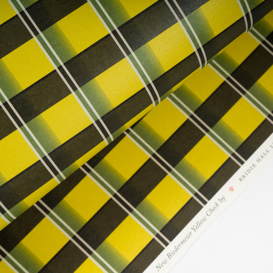Biedermeier Check Patterned Paper - 5 Sheets Of Yellow/Khaki Paper