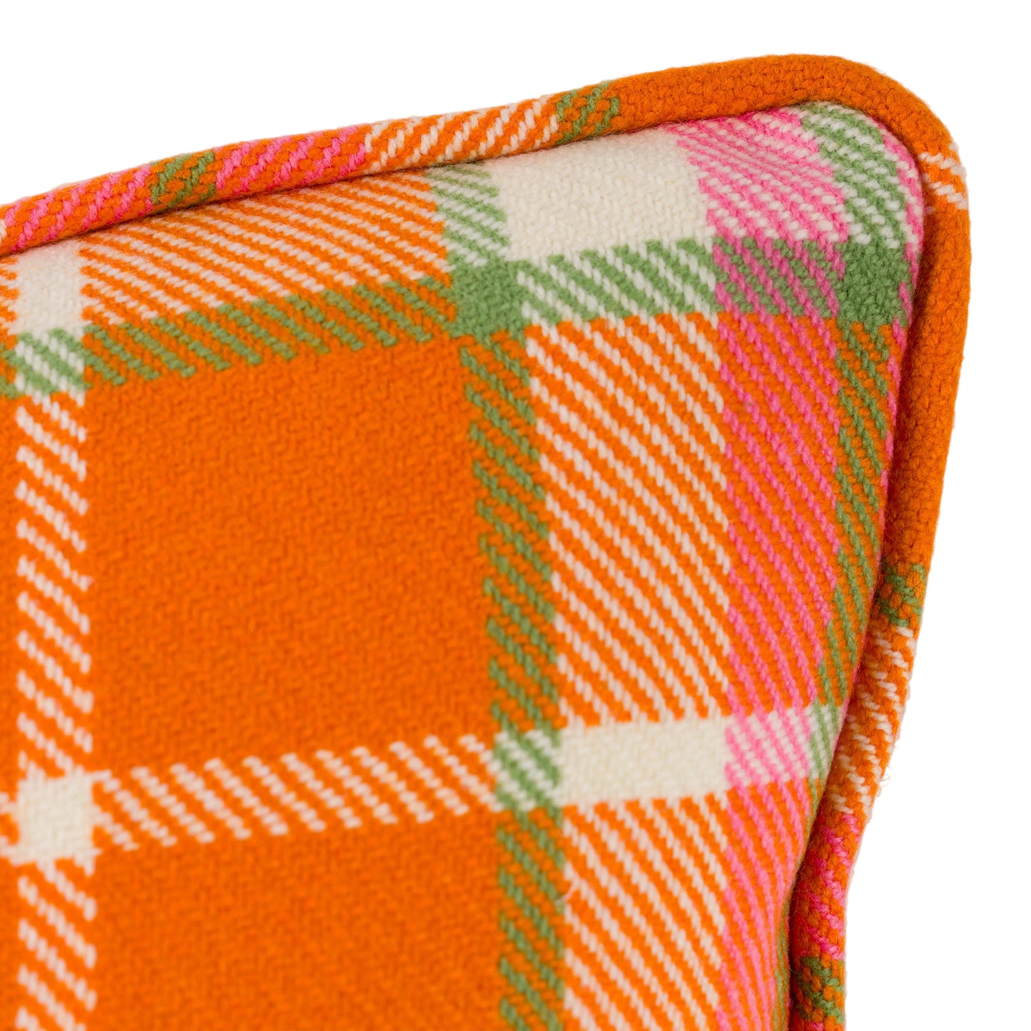 Large Check Lambswool Cushion - Flame