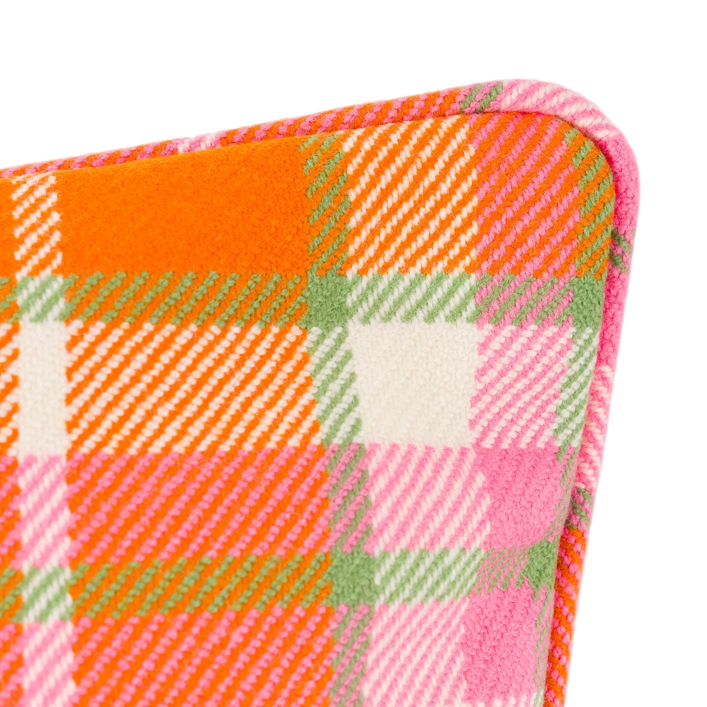 Large Check Lambswool Cushion - Flame