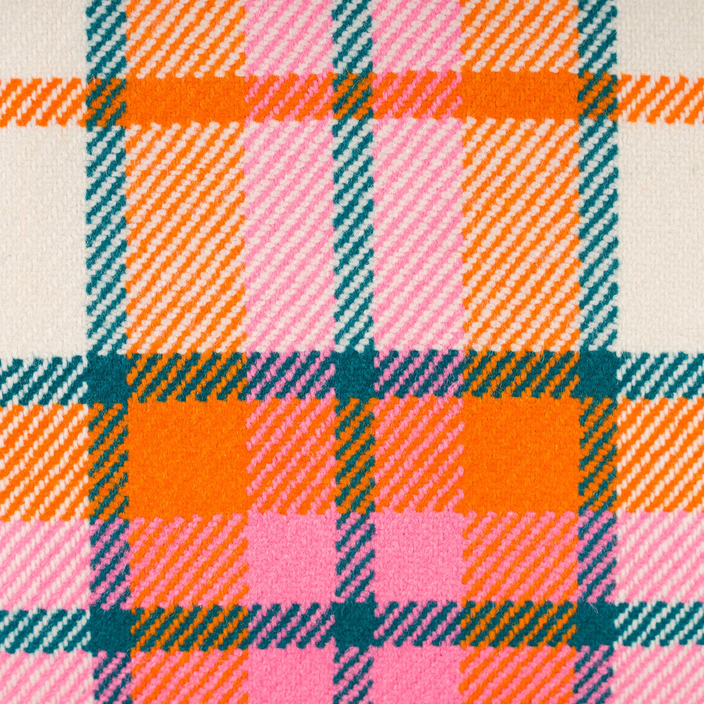 Large Check Lambswool Cushion - Strawberry