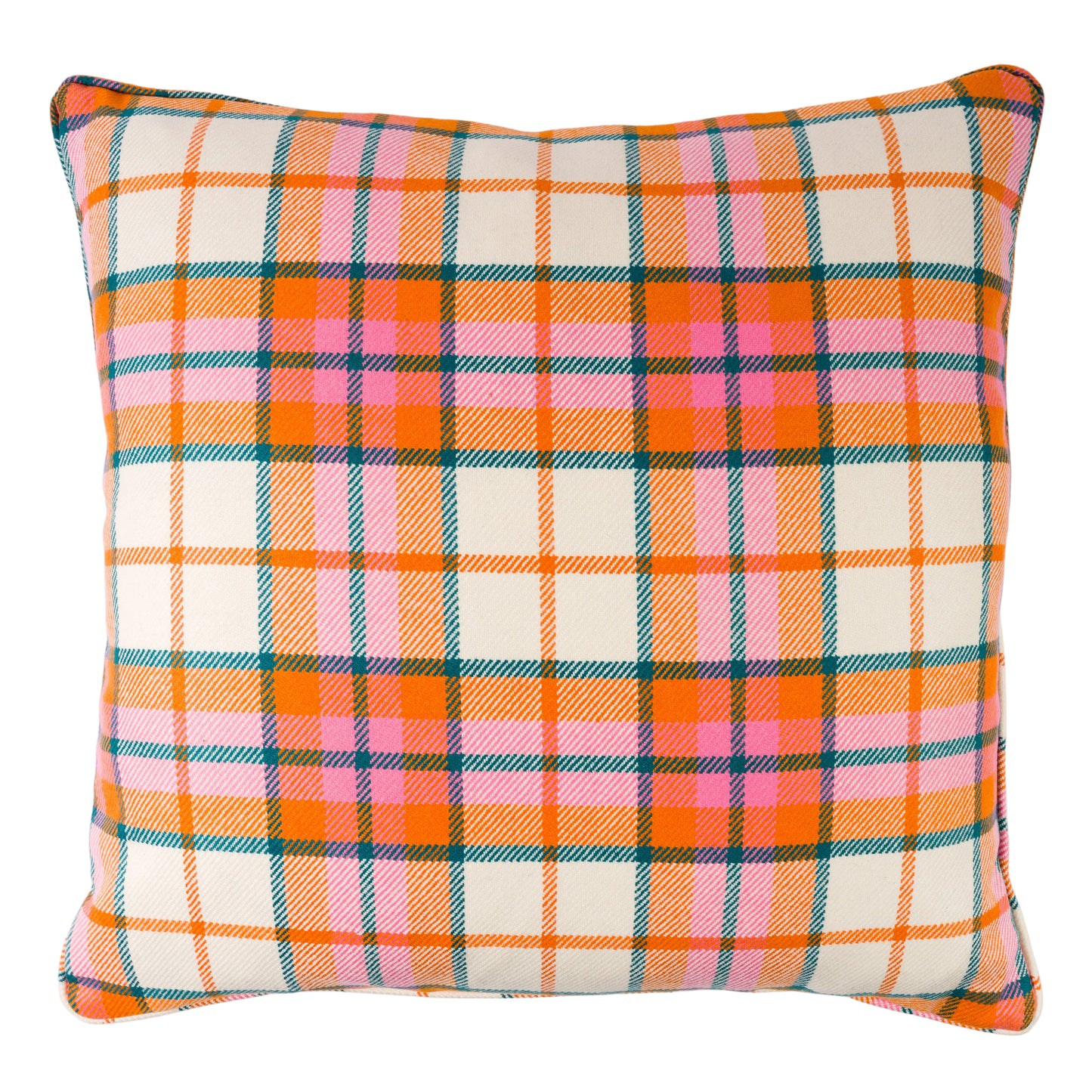 Large Check Lambswool Cushion - Strawberry