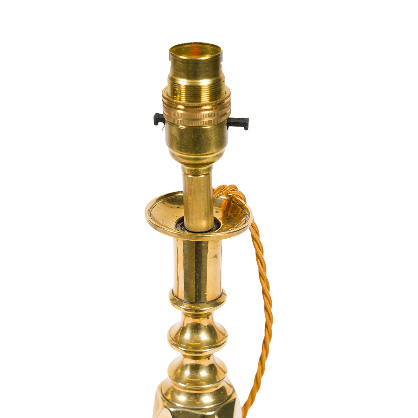 Pair Antique Brass Candlestick Lamps