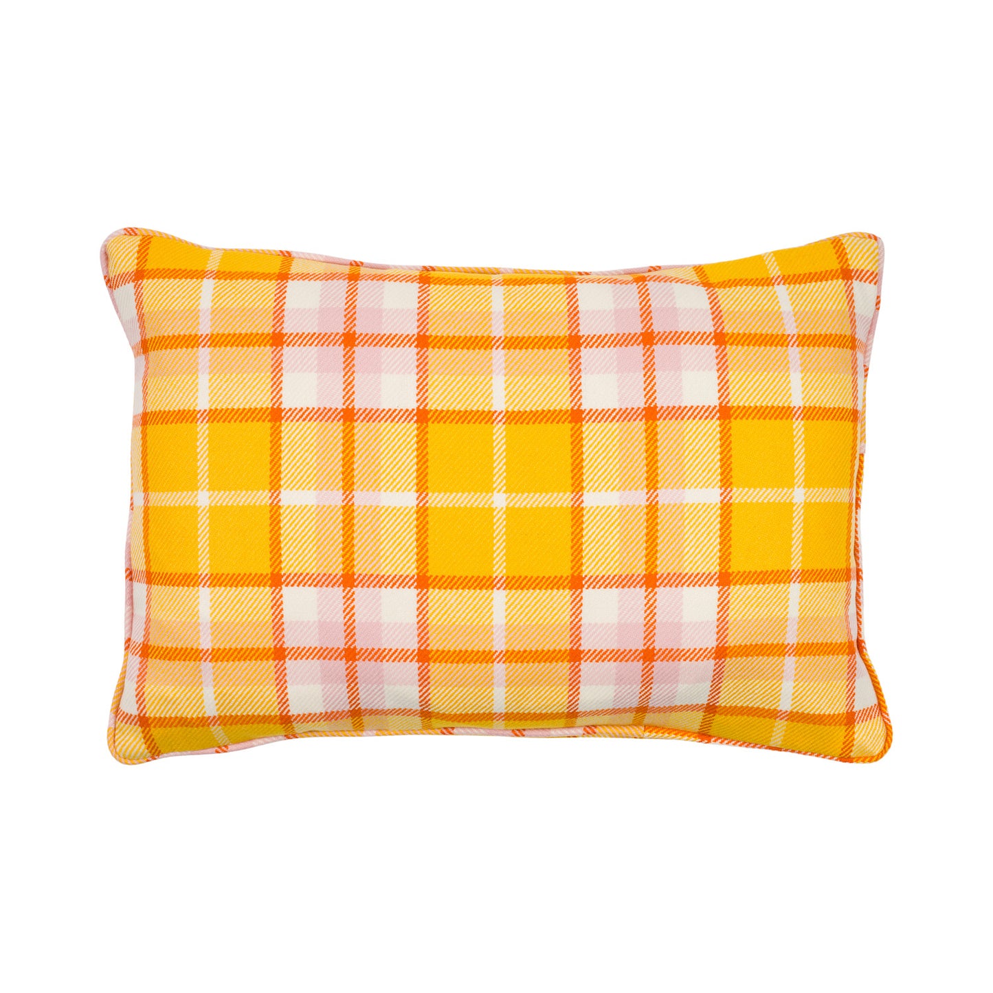 Large Check Lambswool Cushion - Gold