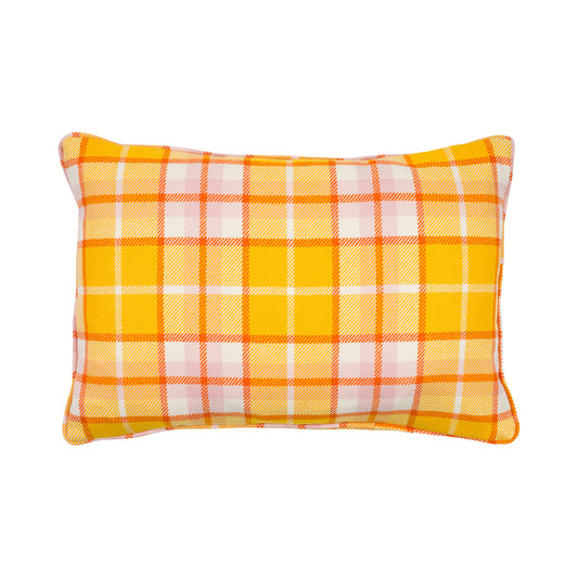 Large Check Lambswool Cushion - Gold