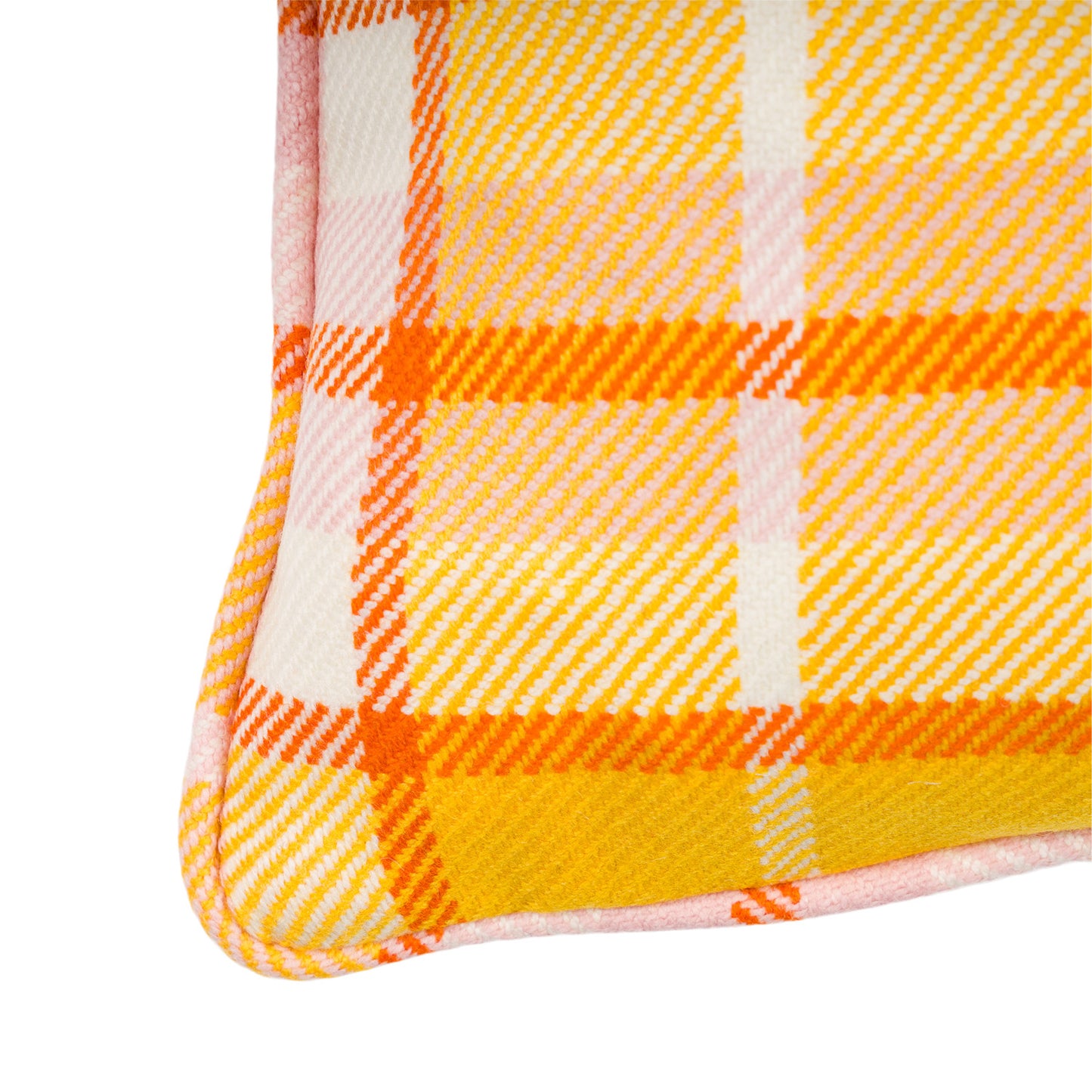 Large Check Lambswool Cushion - Gold
