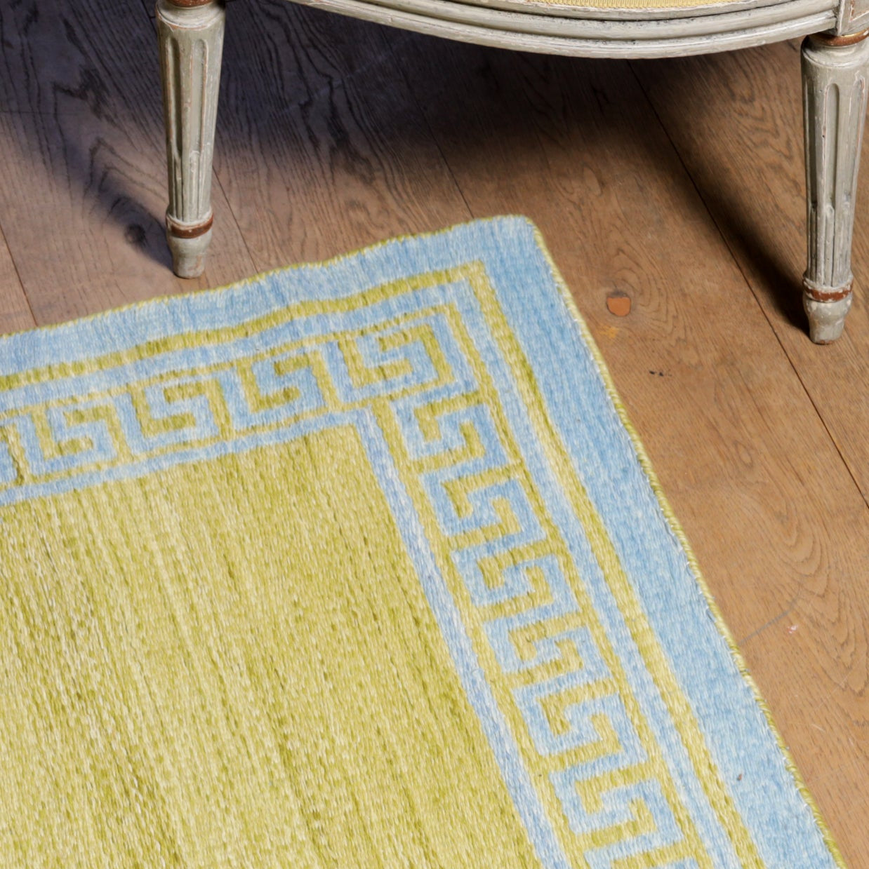 Blue & Green Greek Key Reversible Rug