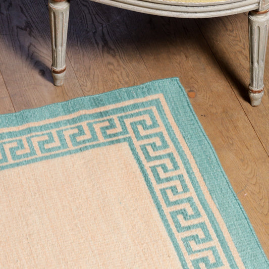 Pink & Green Greek Key Reversible Rug