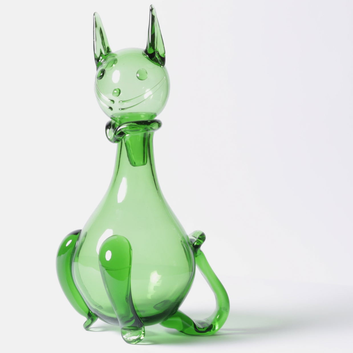 Empoli Verde Cat Decanter, Italy, c.1960s