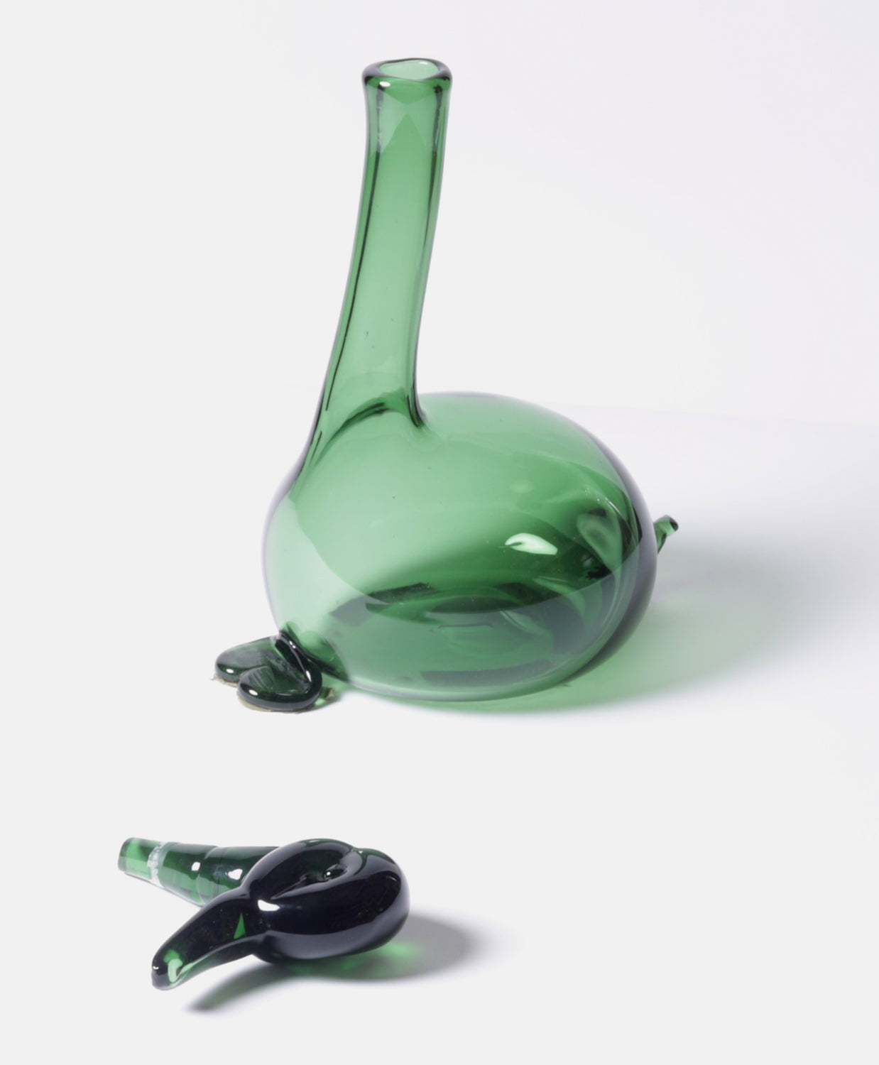 Empoli Verde Glass Duck Decanter, Italy c.1960s