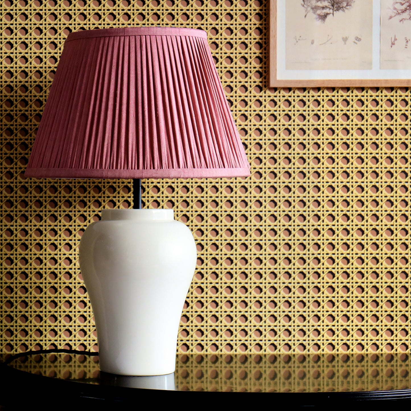 14" Natural Dyed Silk Dupion Lampshade - Pink