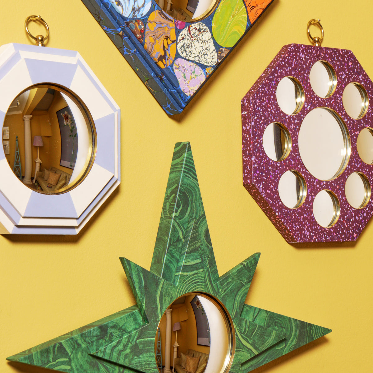 Compass Star Mirror - Malachite