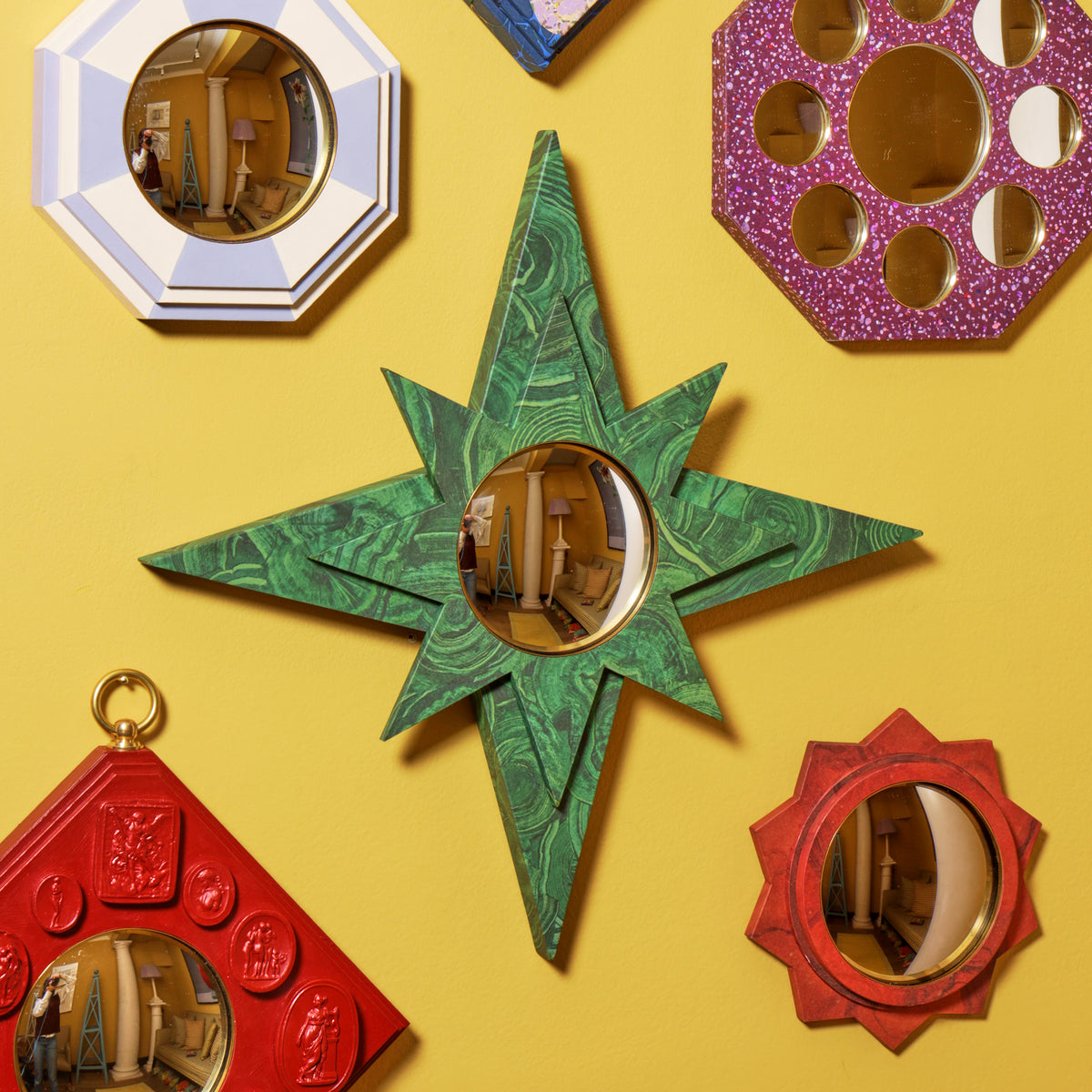 Small 10-Point Star Mirror, Bronze Glass - Verona Rosso