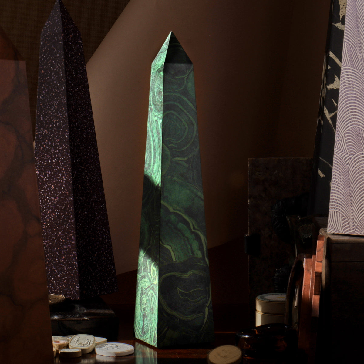 15" Obelisk - Malachite