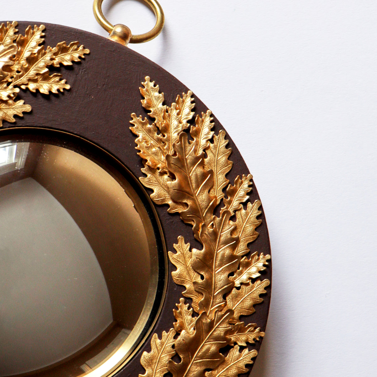 Brass Oak Leaf Wreath Mirror - Brown