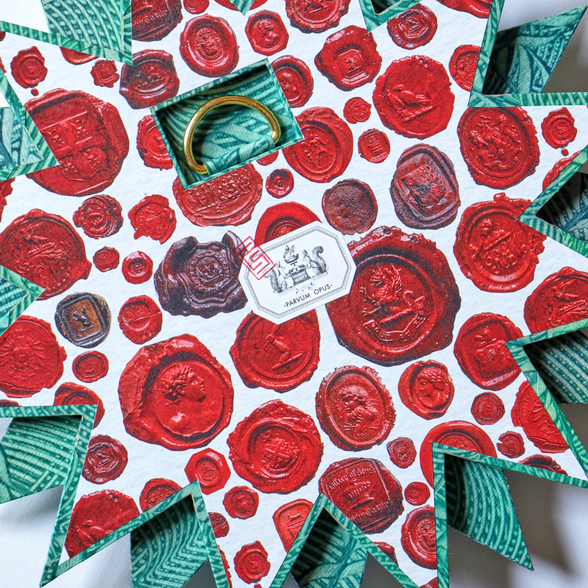 Large 24-Point Star Mirror - Green Paste Paper